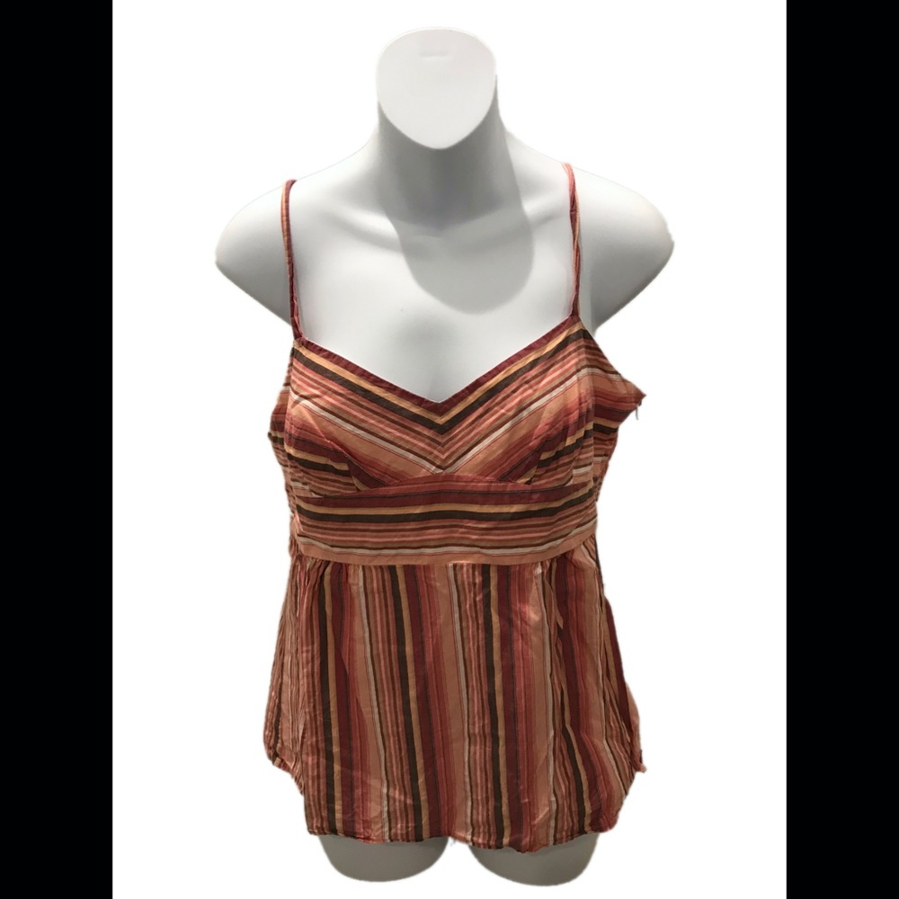 Ann Taylor Loft Striped Sleeveless V-Neck Blouse